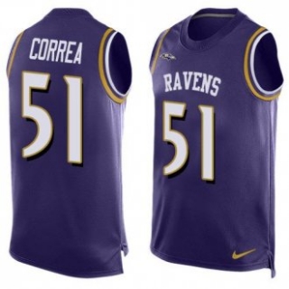 Nike Ravens -51 Kamalei Correa Purple Team Color Stitched NFL Limited Tank Top Jersey