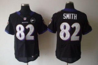 Nike Ravens -82 Torrey Smith Black Alternate With Art Patch Men Stitched NFL Elite Jersey