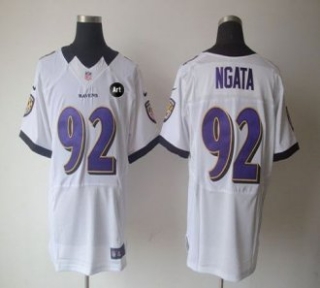 Nike Ravens -92 Haloti Ngata White With Art Patch Men Stitched NFL Elite Jersey