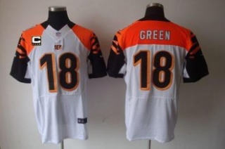 Nike Bengals -18 A J Green White With C Patch Stitched NFL Elite Jersey