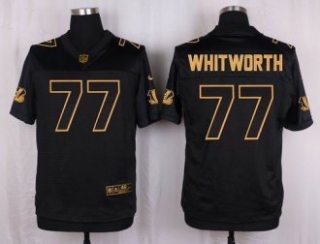 Nike Cincinnati Bengals -77 Andrew Whitworth Black Stitched NFL Elite Pro Line Gold Collection Jerse