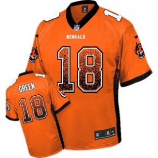 Nike Bengals -18 A J Green Orange Alternate Stitched NFL Elite Drift Fashion Jersey