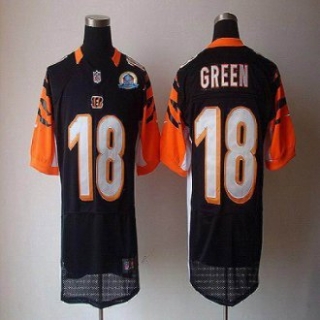 Nike Bengals -18 A J Green Black Team Color With Hall of Fame 50th Patch Stitched NFL Elite Jersey