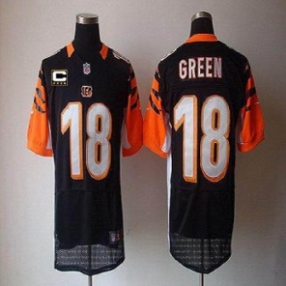 Nike Bengals -18 A J Green Black Team Color With C Patch Stitched NFL Elite Jersey