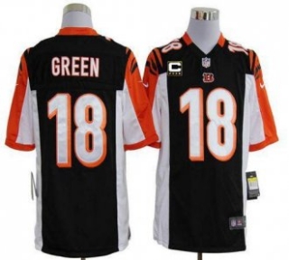Nike Bengals -18 A J Green Black Team Color With C Patch Stitched NFL Game Jersey