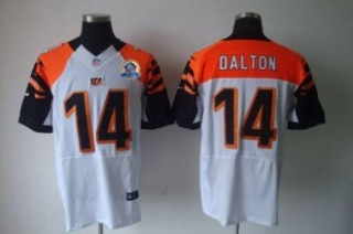 Nike Bengals -14 Andy Dalton White With Hall of Fame 50th Patch Stitched NFL Elite Jersey