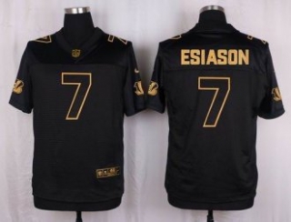 Nike Cincinnati Bengals -7 Boomer Esiason Black Stitched NFL Elite Pro Line Gold Collection Jersey