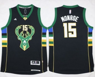 Milwaukee Bucks -15 Greg Monroe Black Stitched NBA Jersey