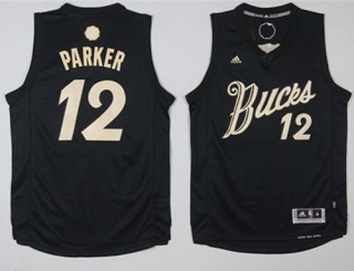 Milwaukee Bucks -12 Jabari Parker Black 2016-2017 Christmas Day Stitched NBA Jersey