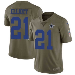 Nike Cowboys -21 Ezekiel Elliott Olive Stitched NFL Limited 2017 Salute To Service Jersey