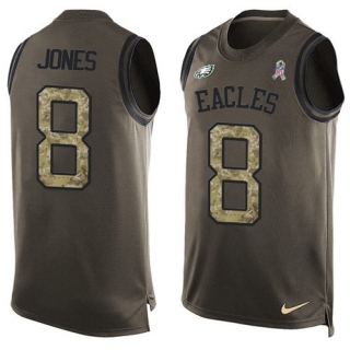 Nike Eagles -8 Donnie Jones Green Stitched NFL Limited Salute To Service Tank Top Jersey