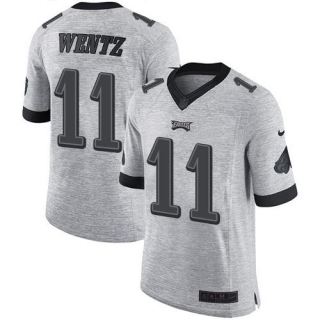Nike Eagles -11 Carson Wentz Gray Stitched NFL Limited Gridiron Gray II Jersey