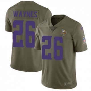 Nike Vikings -26 Trae Waynes Olive Stitched NFL Limited 2017 Salute to Service Jersey