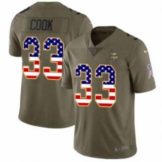 Nike Vikings -33 Dalvin Cook Olive USA Flag Stitched NFL Limited 2017 Salute To Service Jersey