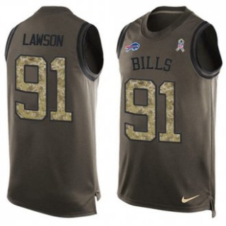 Nike Bills -91 Manny Lawson Green Stitched NFL Limited Salute To Service Tank Top Jersey
