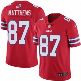 Nike Bills -87 Jordan Matthews Red Stitched NFL Limited Rush Jersey