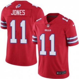 Nike Bills -11 Zay Jones Red Stitched NFL Limited Rush Jersey