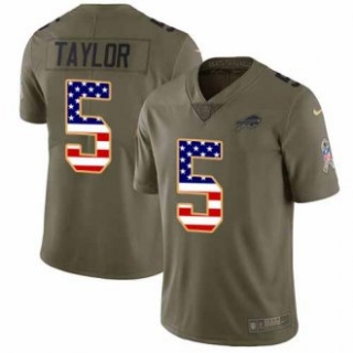 Nike Bills -5 Tyrod Taylor Olive USA Flag Stitched NFL Limited 2017 Salute To Service Jersey