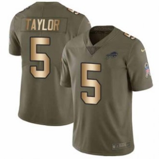 Nike Bills -5 Tyrod Taylor Olive Gold Stitched NFL Limited 2017 Salute To Service Jersey