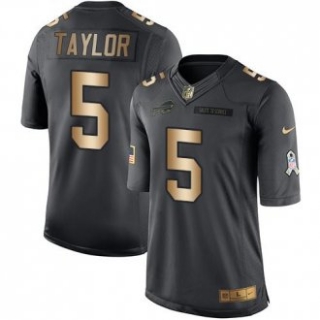 Nike Bills -5 Tyrod Taylor Black Stitched NFL Limited Gold Salute To Service Jersey