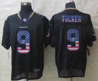 Nike Ravens -9 Justin Tucker Black Men's Stitched NFL Elite USA Flag Fashion Jersey