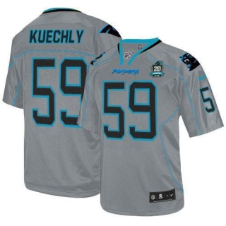Nike Panthers -59 Luke Kuechly Lights Out Grey With 20TH Season Patch Men's Stitched NFL Elite Jerse