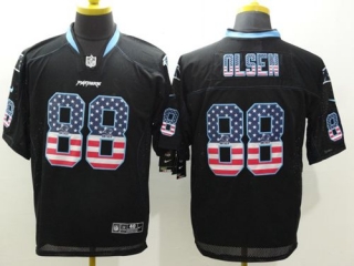 Nike Panthers -88 Greg Olsen Black Men's Stitched NFL Elite USA Flag Fashion Jersey