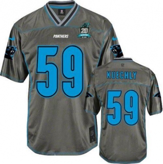 Nike Panthers -59 Luke Kuechly Grey With 20TH Season Patch Men's Stitched NFL Elite Vapor Jersey