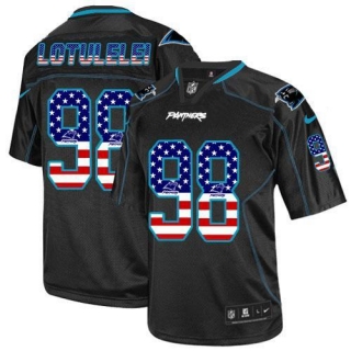 Nike Panthers -98 Star Lotulelei Black Men's Stitched NFL Elite USA Flag Fashion Jersey
