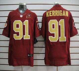 Nike Washington Redskins -91 Ryan Kerrigan Red(Gold Number) 80TH Patch Men's Stitched NFL Elite Jers