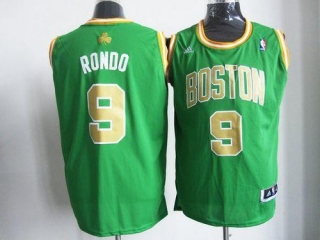 Boston Celtics -9 Rajon Rondo Green Gold NO Revolution 30 Stitched NBA Jersey