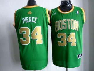 Boston Celtics -34 Paul Pierce Stitched Green Gold Number NBA Jersey