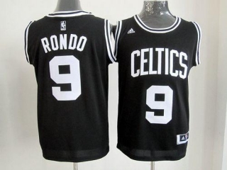 Boston Celtics -9 Rajon Rondo Black White Number Stitched NBA Jersey