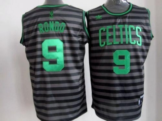 Boston Celtics -9 Rajon Rondo Black Grey Groove Stitched NBA Jersey