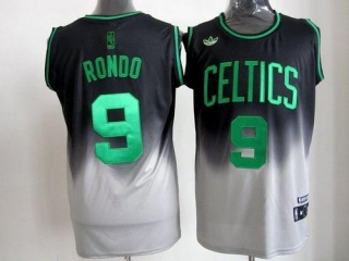 Boston Celtics -9 Rajon Rondo Black Grey Fadeaway Fashion Stitched NBA Jersey