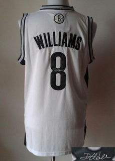 Revolution 30 Autographed Brooklyn Nets -8 Deron Williams White Stitched NBA Jersey