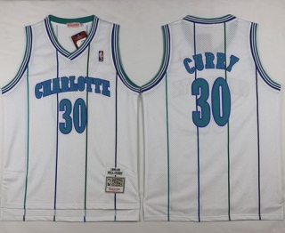 Mitchell And Ness Charlotte Hornets -30 Dell Curry White Throwback Stitched NBA Jersey