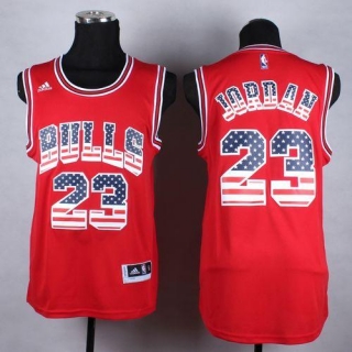 Chicago Bulls -23 Michael Jordan Red USA Flag Fashion Stitched NBA Jersey