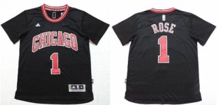 Chicago Bulls -1 Derrick Rose Black Short Sleeve Stitched NBA Jersey