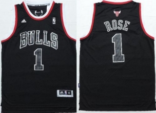 Chicago Bulls -1 Derrick Rose Black Shadow Red Strip Stitched NBA Jersey