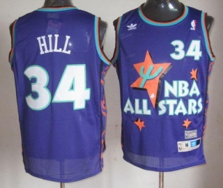 Cleveland Cavaliers -34 Tyrone Hill Purple 1995 All Star Throwback Stitched NBA Jersey