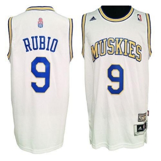 Minnesota Timberwolves -9 Ricky Rubio White ABA Hardwood Classic Stitched NBA Jersey