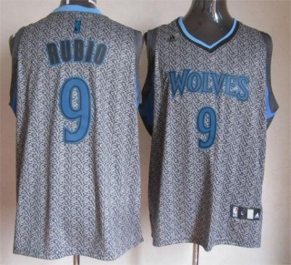 Minnesota Timberwolves -9 Ricky Rubio Grey Static Fashion Stitched NBA Jersey