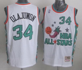 Mitchell And Ness Houston Rockets -34 Hakeem Olajuwon White 1996 All star Stitched NBA Jersey