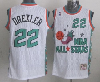 Mitchell And Ness Houston Rockets -22 Clyde Drexler White 1996 All star Stitched NBA Jersey