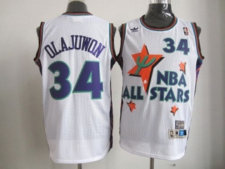 Houston Rockets -34 Hakeem Olajuwon White All Star 1995 Stitched NBA Jersey