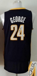 Revolution 30 Autographed Indiana Pacers -24 Paul George Navy Blue Stitched NBA Jersey
