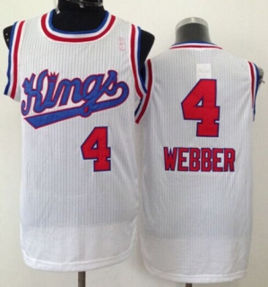 Sacramento Kings -4 Chris Webber White New Throwback Stitched NBA Jersey