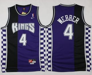 Sacramento Kings -4 Chris Webber Purple Black Throwback Stitched NBA Jersey
