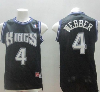 Sacramento Kings -4 Chris Webber Black Throwback Stitched NBA Jersey